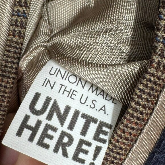 Hart Schaffner Marx Mens 44L Brown Plaid Blazer Jacket 2-Button Notch Lapel Unio - Picture 6 of 10